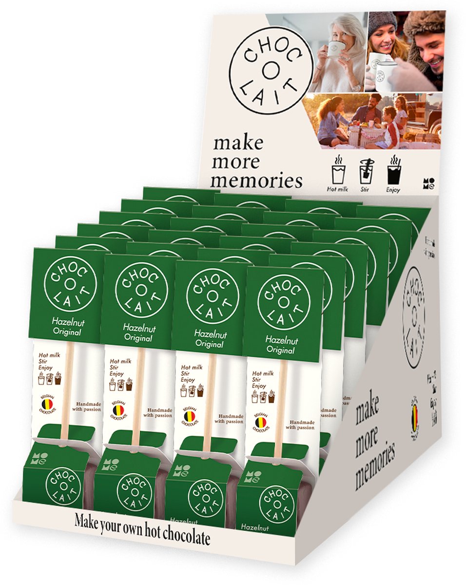 Choc-o-lait Choc-o-Lait - Warme Hazelnoot Chocoladestok - 24 stuks
