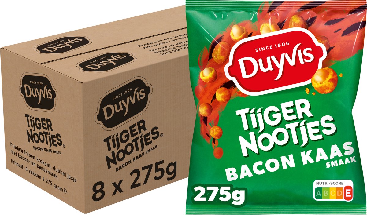 Duyvis Duyvis - Tijgernootjes Bacon Kaas - 8x 275g