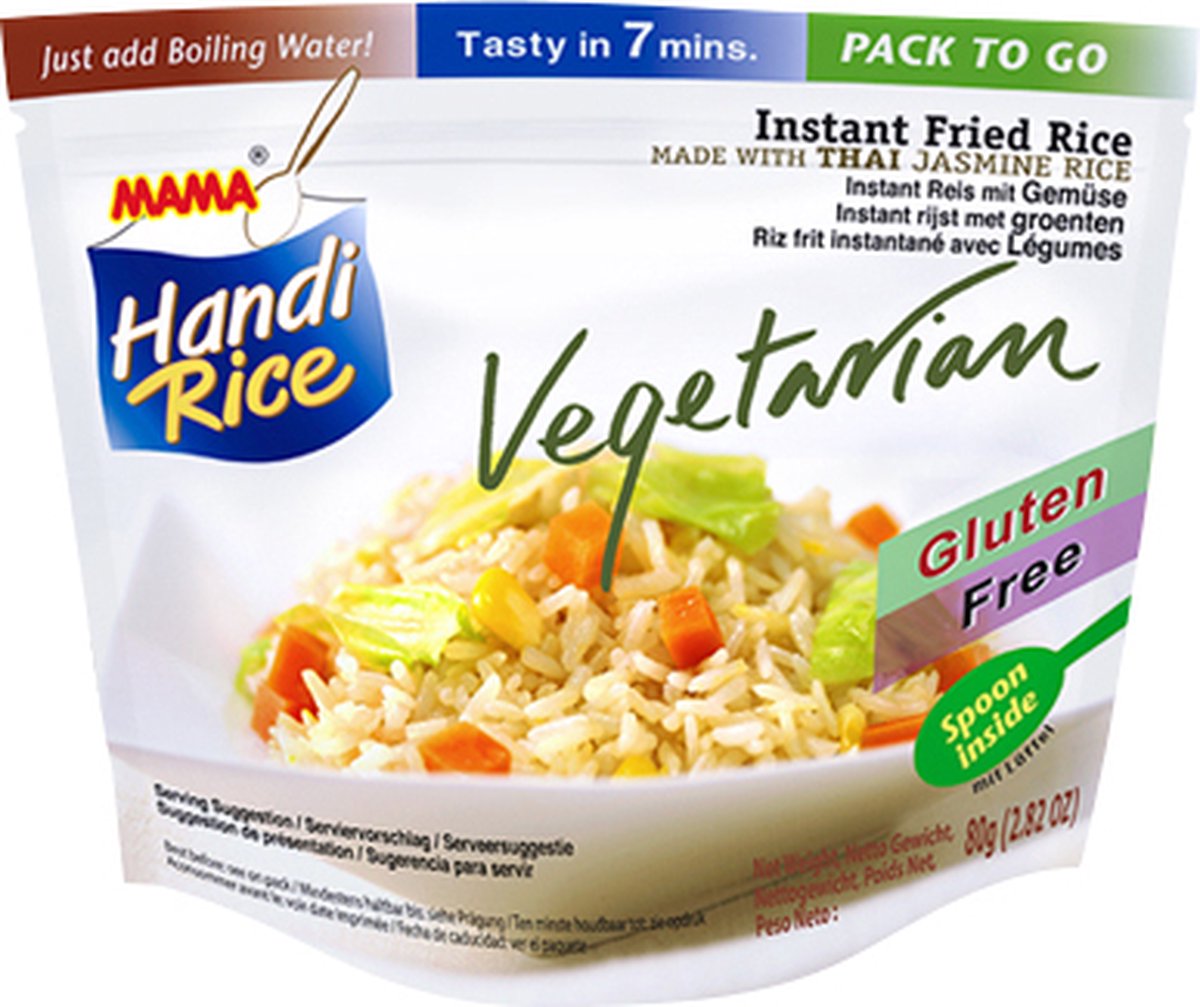 Mama Handi Rice - Instant Gebakken jasmijnrijst Vegetarisch - 10 zakjes