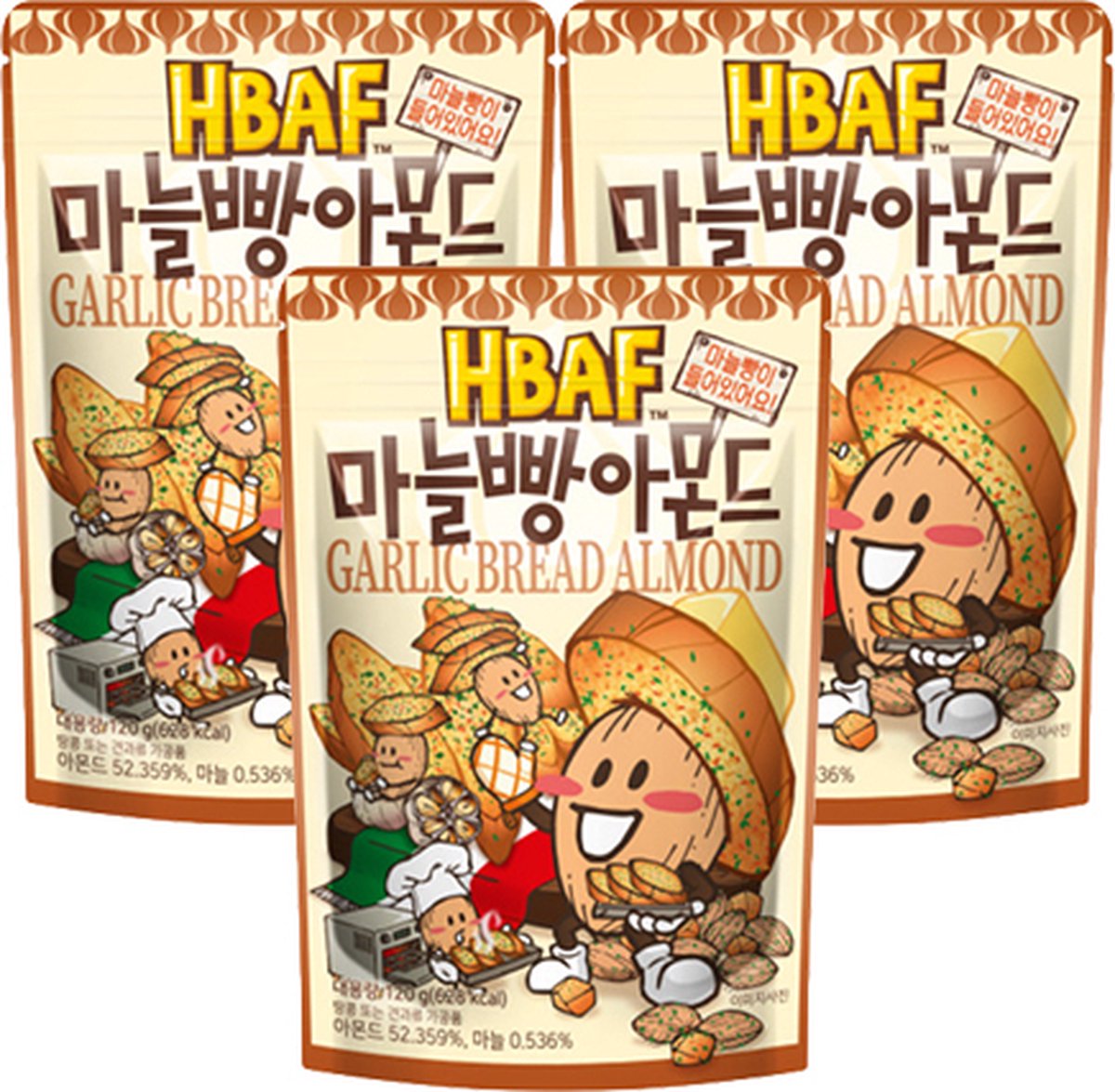 HBAF - Garlic Bread Almond - 3x 120g