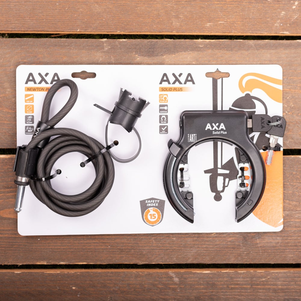 AXA Ringslot Solid Plus + insteekkabel RLN Newton 150 ART-2 - Zwart