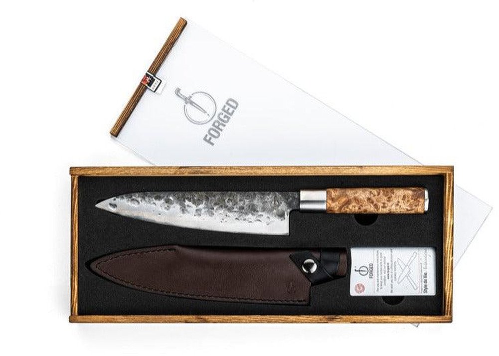 Forged Forged VG10 Koksmes 20,5cm + Beschermhoes Leer | Keukenmessen | 8718719305584