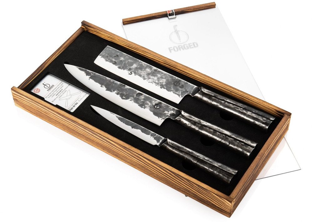 Forged Forged Brute Messenset 3pcs - Koksmes, Hakbijl, Huishoudmes | Keukenmessen | 8718719304259 - Silver
