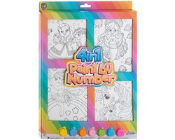 Top1Toys SCHILDEREN OP NR. SET CANVAS 4 IN 1 PRINCESSEN