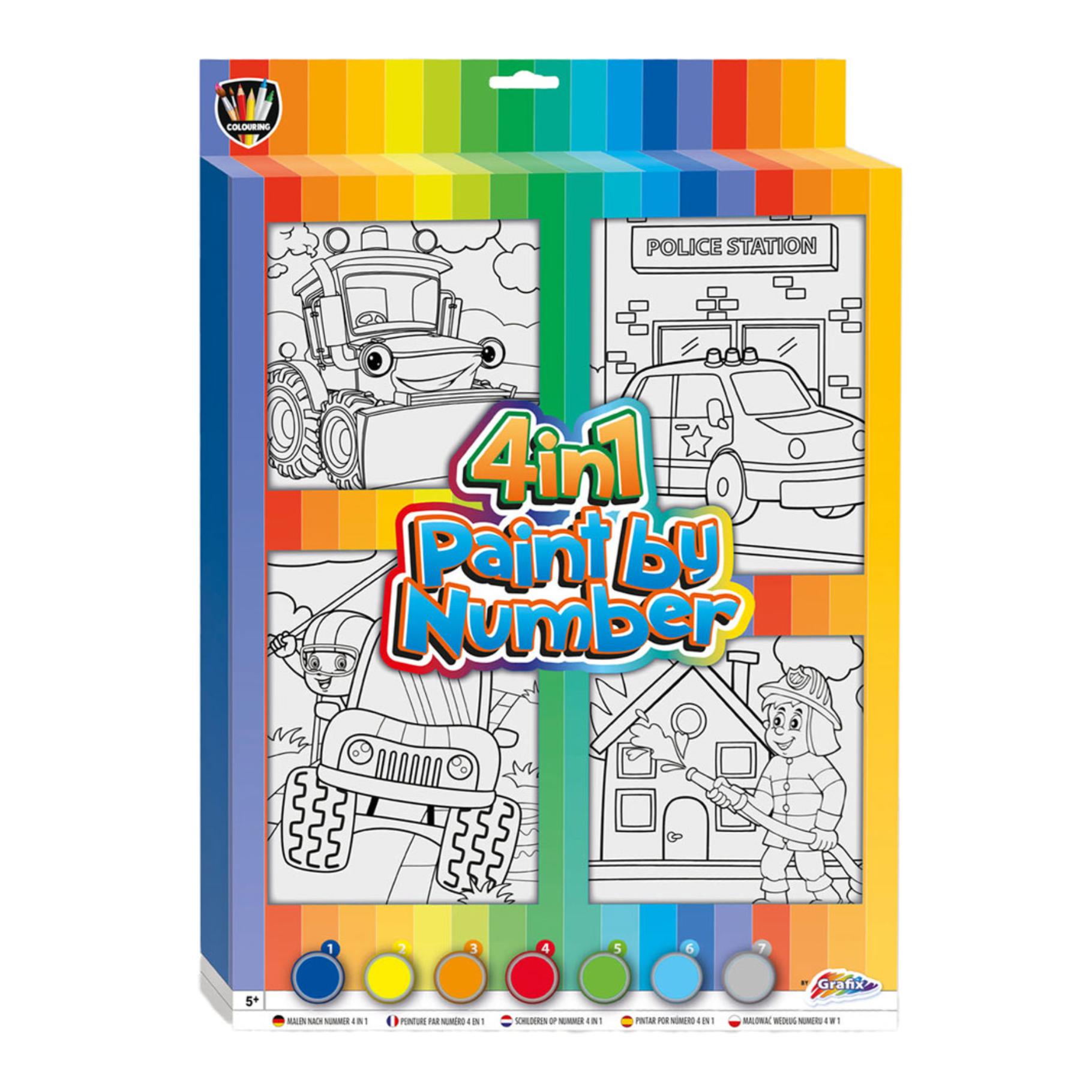 Top1Toys SCHILDEREN OP NR. SET CANVAS 4 IN 1 STOERE FIGUREN