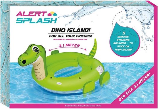 Alert Opblaaseiland Dino 310X270X175 Cm - Groen