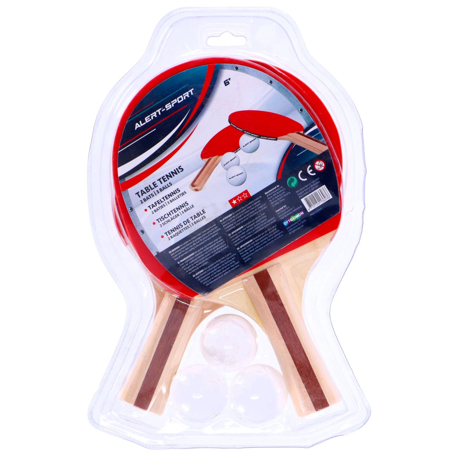 Alert Alert Sport Tafeltennis Set Met 3 Ballen - Rood