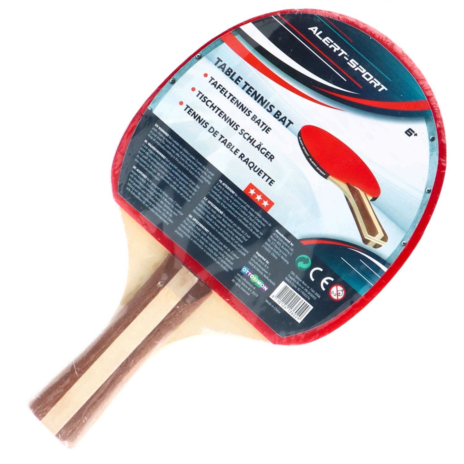 Alert Alert Sport Tafeltennis Bat 3 Sterren - Rood
