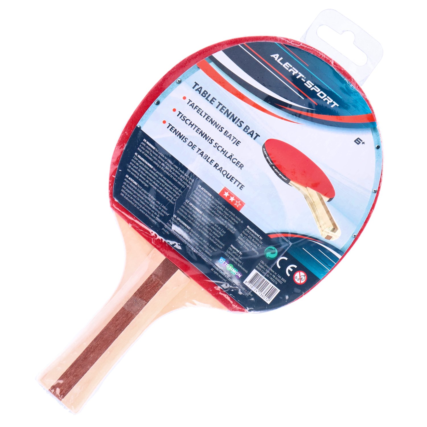 Alert Alert Sport Tafeltennis Bat (2 Sterren) - Rood