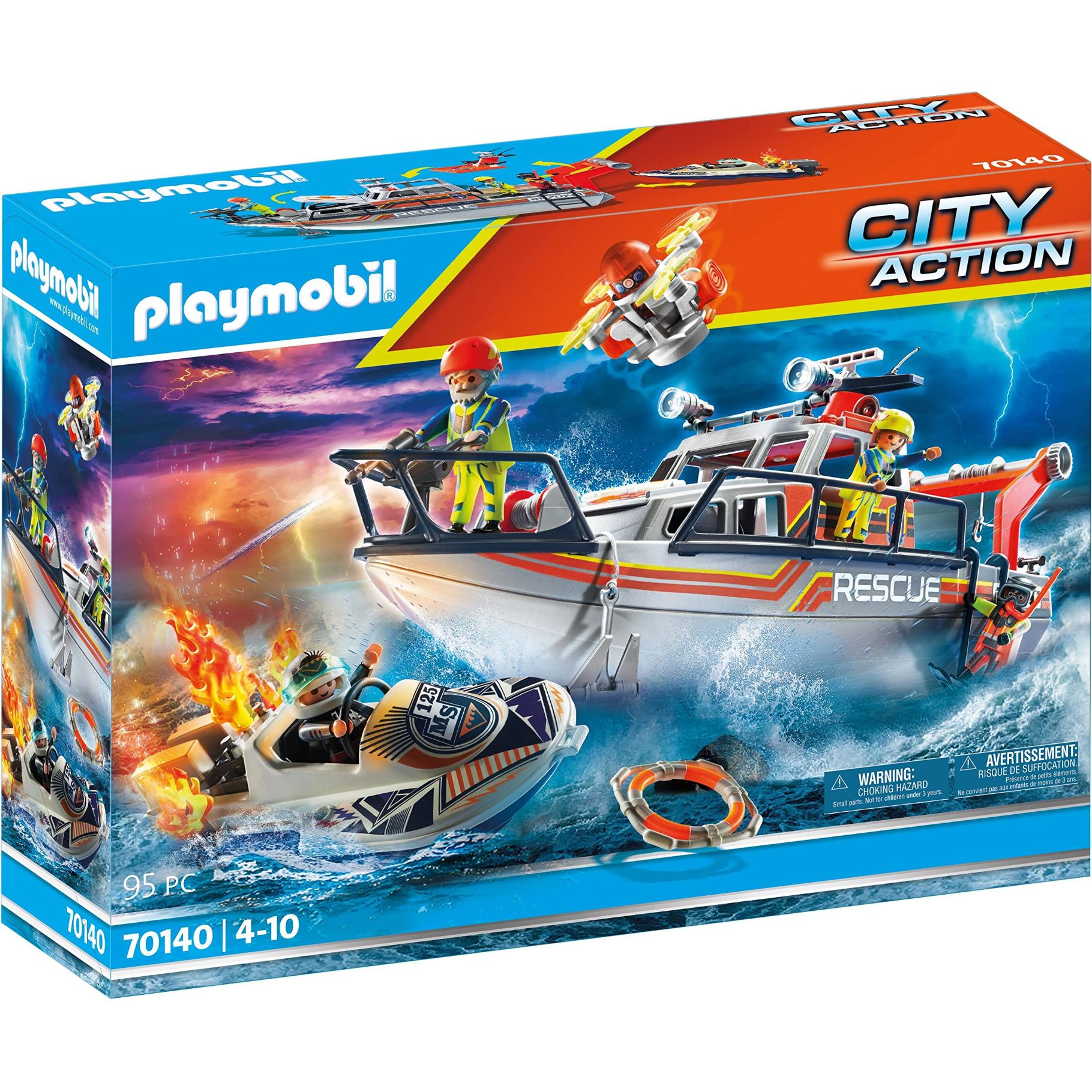 Playmobil Playmobil 70140 Redding Op Zee: Brandbestrijdings missie Met Reddingscruiser (kunststof, 4 - 6 jaar)