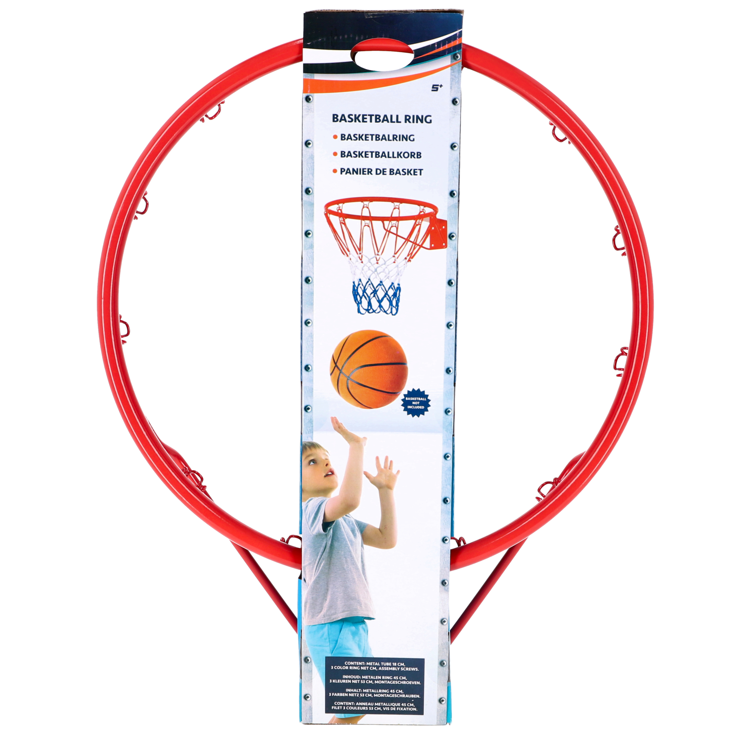 Alert Alert Sport Basketbal Ring Luxe Met Net Metaal 53 Cm - Rood
