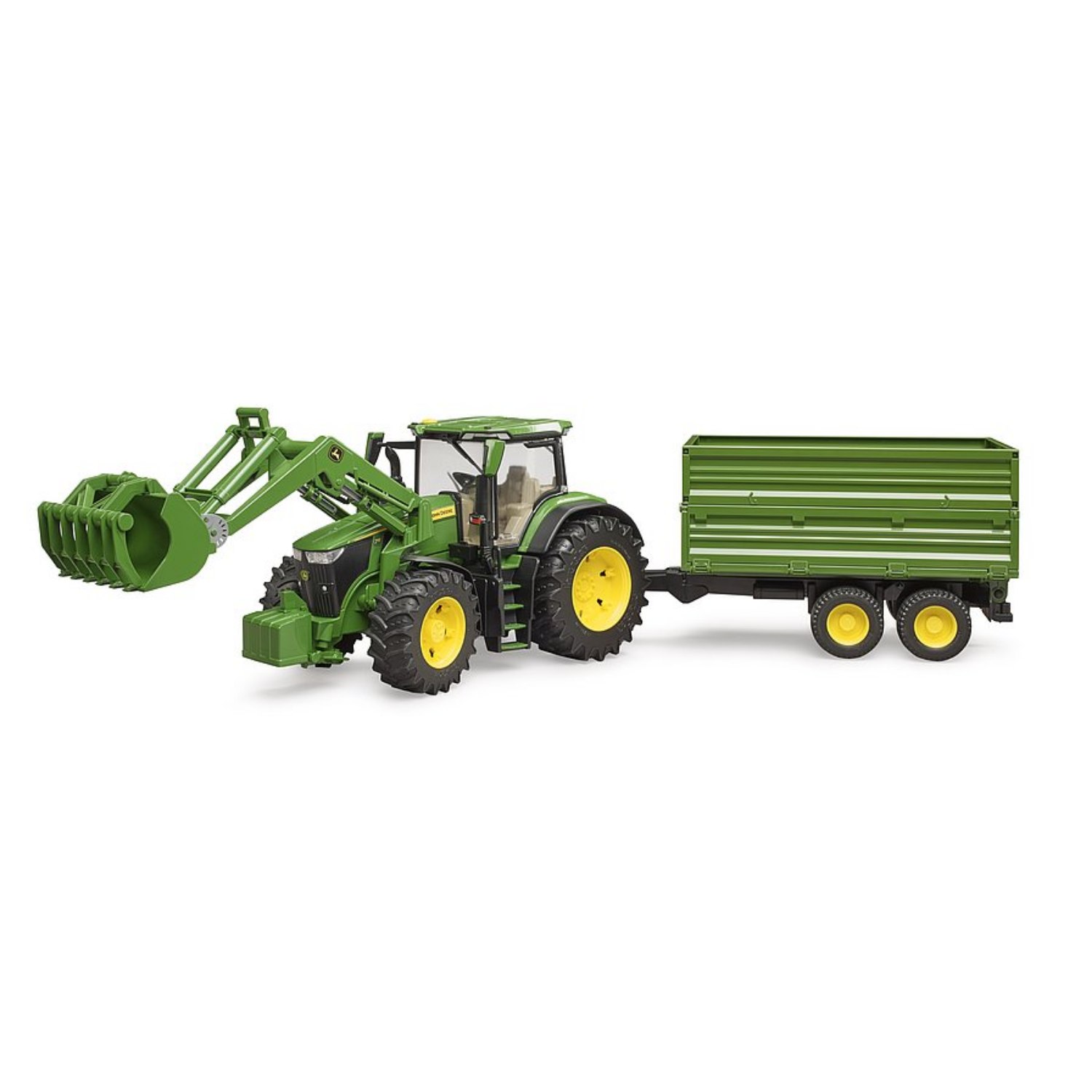 Bruder Bruder Tractor John Deere 7R 350 Met Aanhanger - Groen