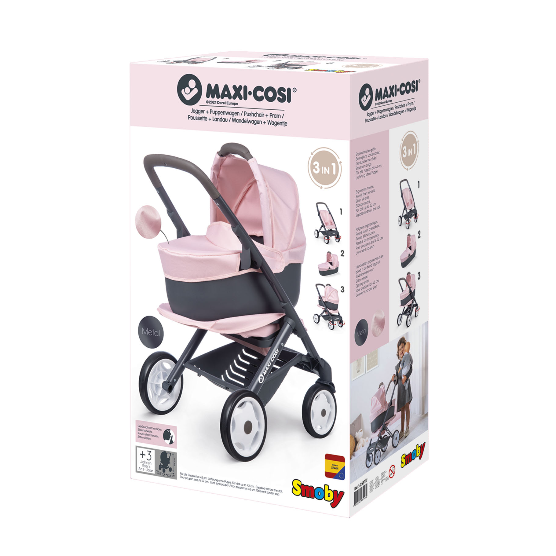 Smoby Poppenwagen Quinny 3 In 1 Licht Roze