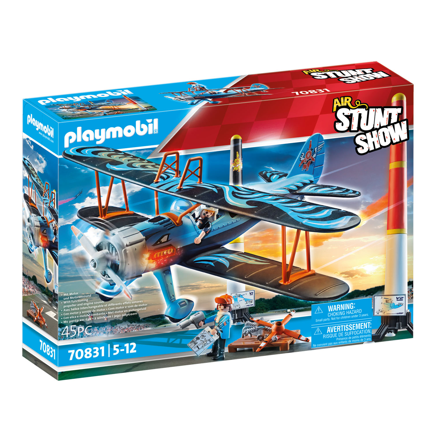 Playmobil Playmobil 70831 Air Stuntshow Dubbeldekker (kunststof, 4 - 6 jaar)