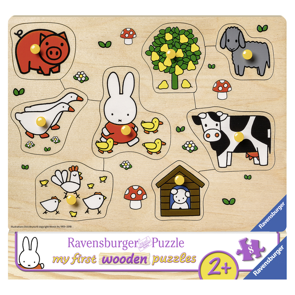 Nijntje Ravensburger puzzel Hout Nijntje Op De Boerderij 8 Stukjes