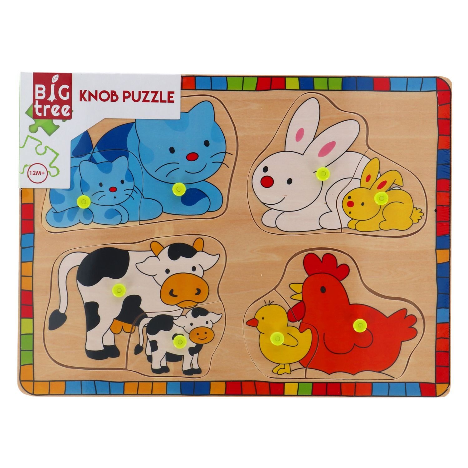Top1Toys Inlegpuzzel hout dieren met jong 2 assorti