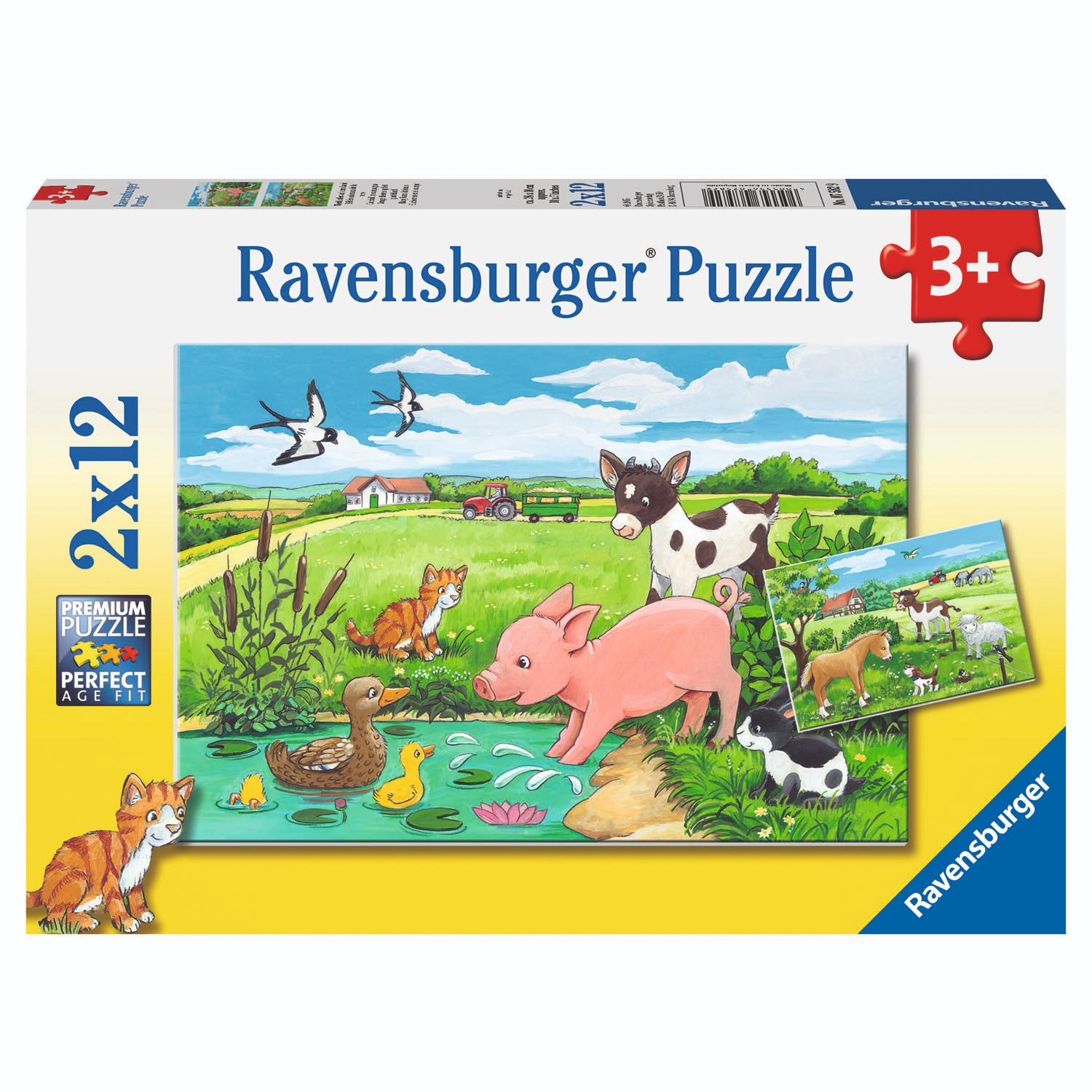 Top1Toys Ravensburger puzzel jonge dieren op het platteland 2 x 12 stukjes
