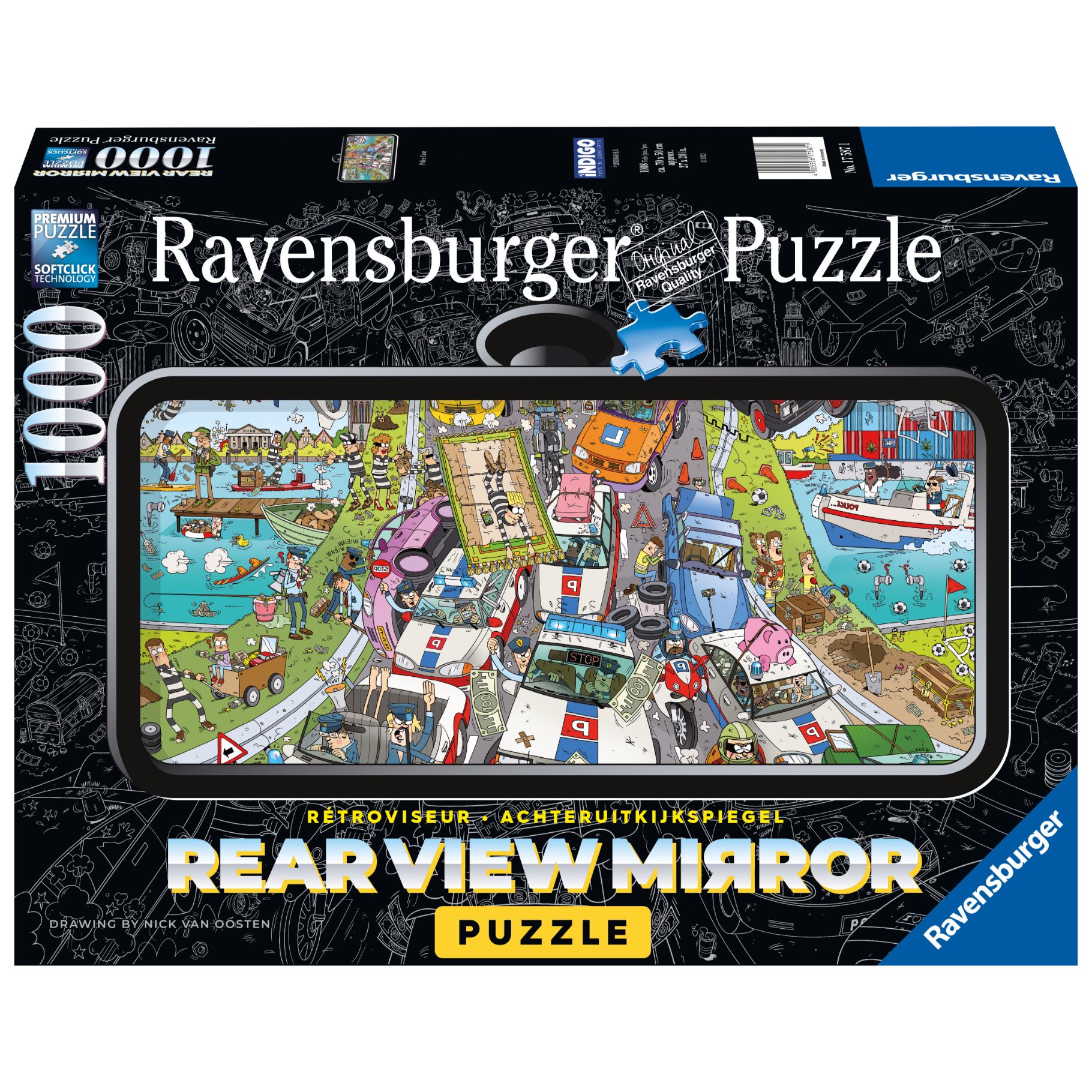 Top1Toys Top1Toys Ravensburger puzzel rear view politie achtervolging 1000 stukjes