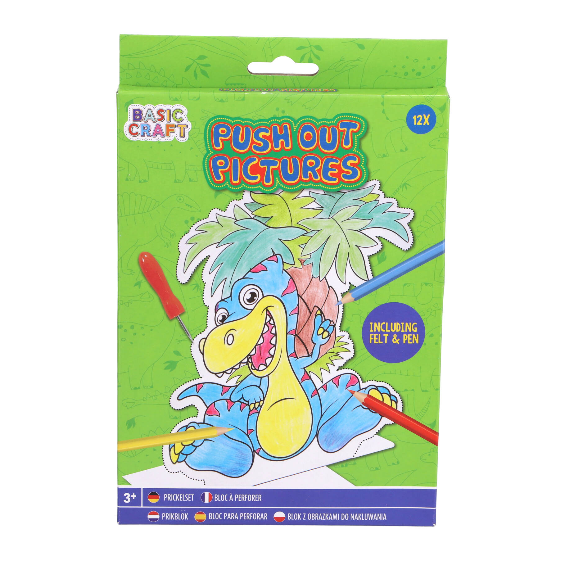 Top1Toys Prikblok met prikpen en 12 sjablonen assorti