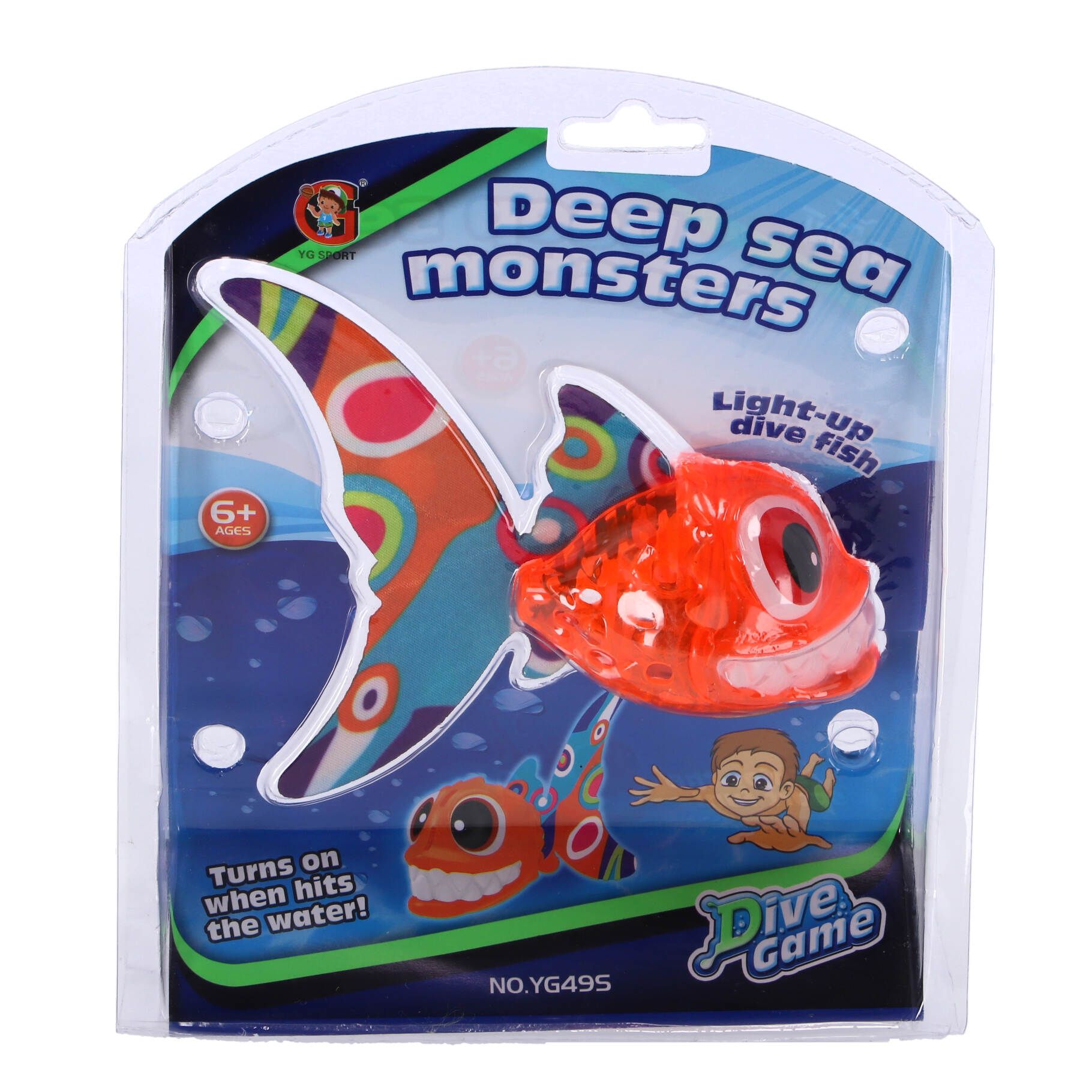 Top1Toys Duik vis met grote tanden en licht assorti