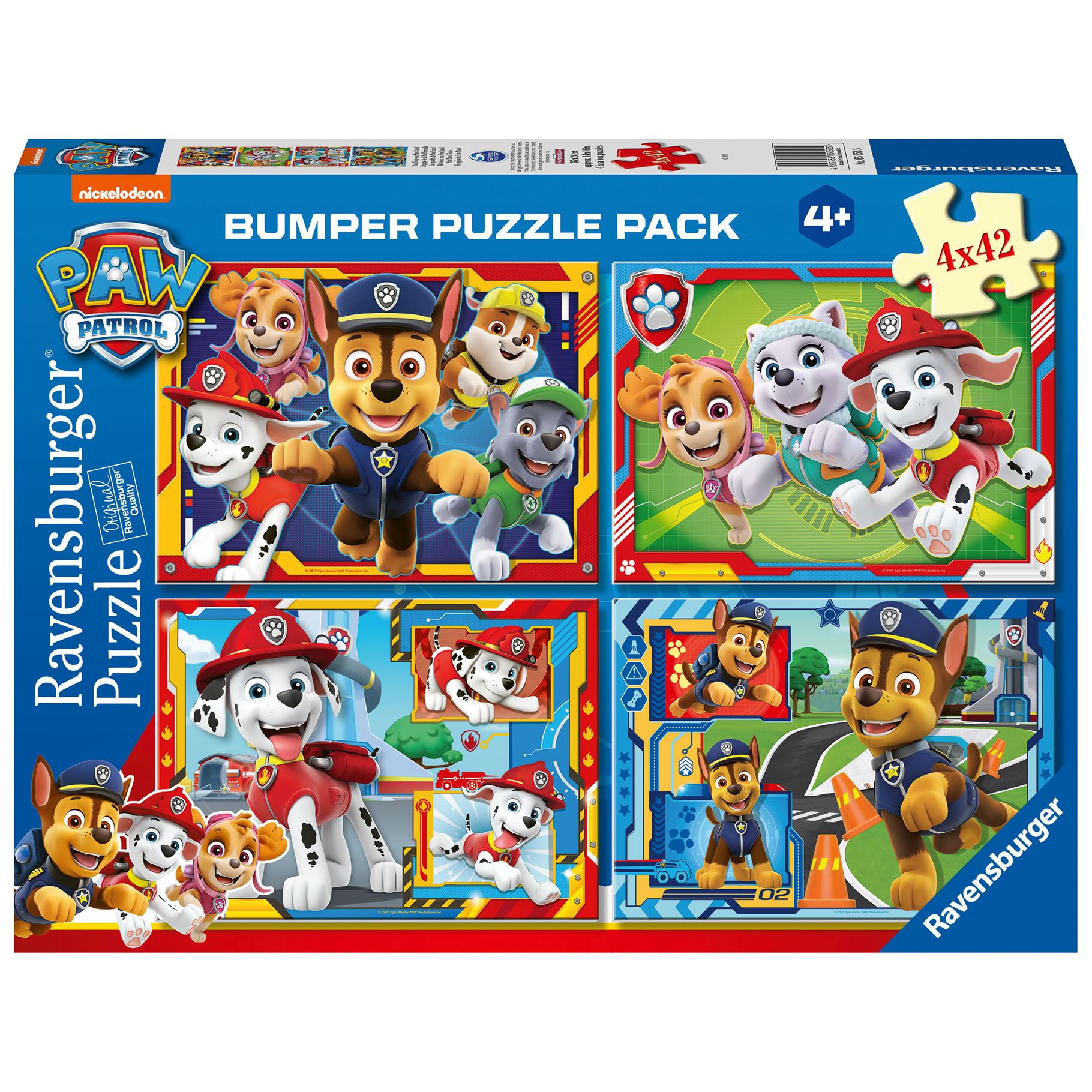Puzzel Paw Patrol 4 x 42 stukjes