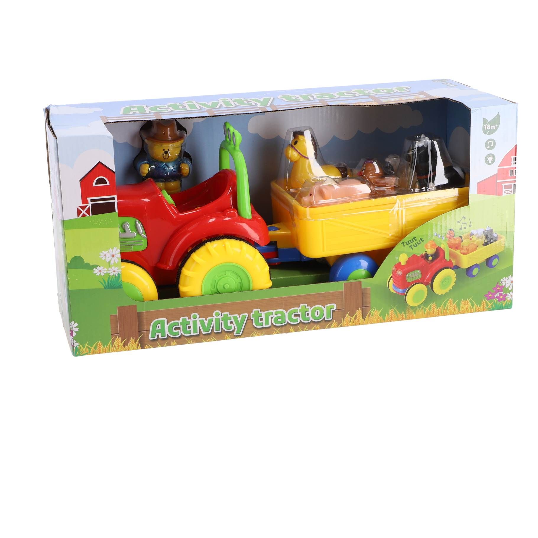 Top1Toys Tractor met dieren op aanhanger met geluid