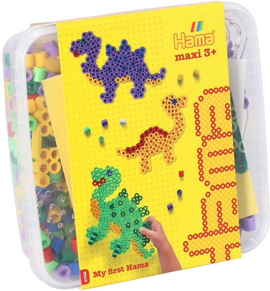 Hama strijkkralen maxi 600 stuks dino's in box