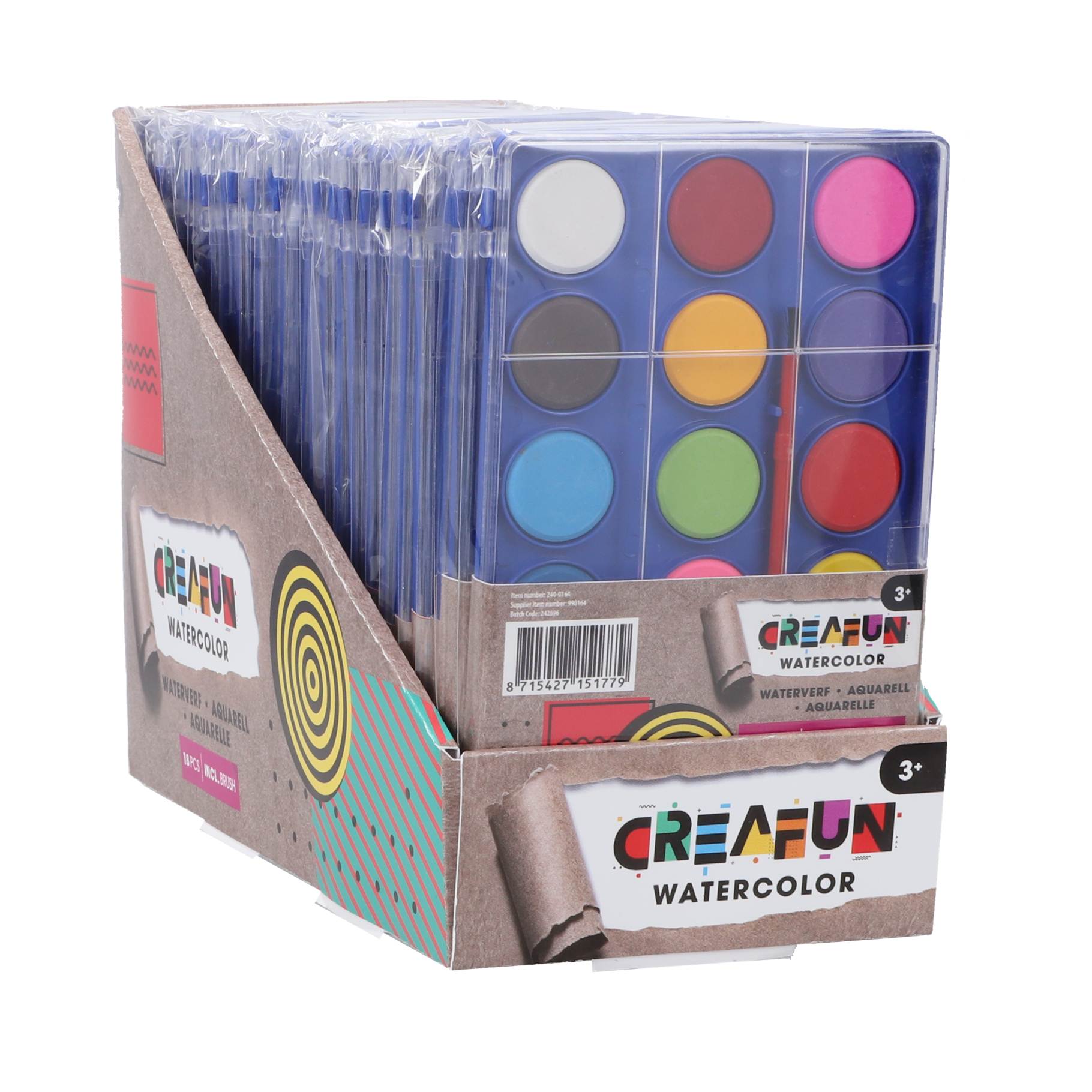 Creafun Creafun waterverf tablet met 18 kleuren en kwast