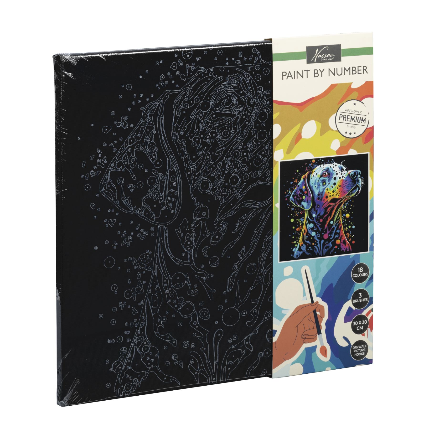 Top1Toys Schilderen op Nummer Luxe Zwart Canvas Hond 30x30