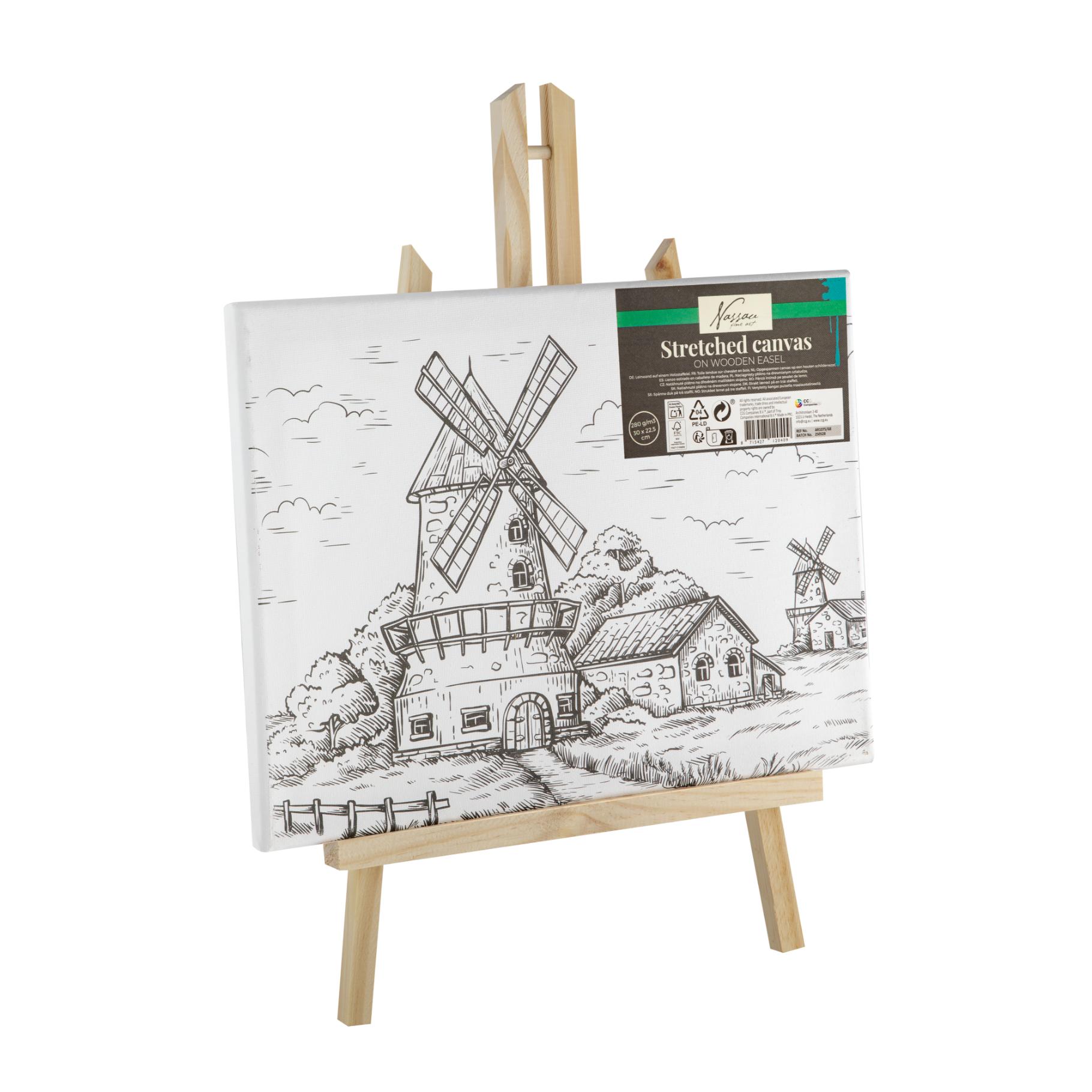 Top1Toys Canvas met print 30 x22,5 cm inclusief schildersezel