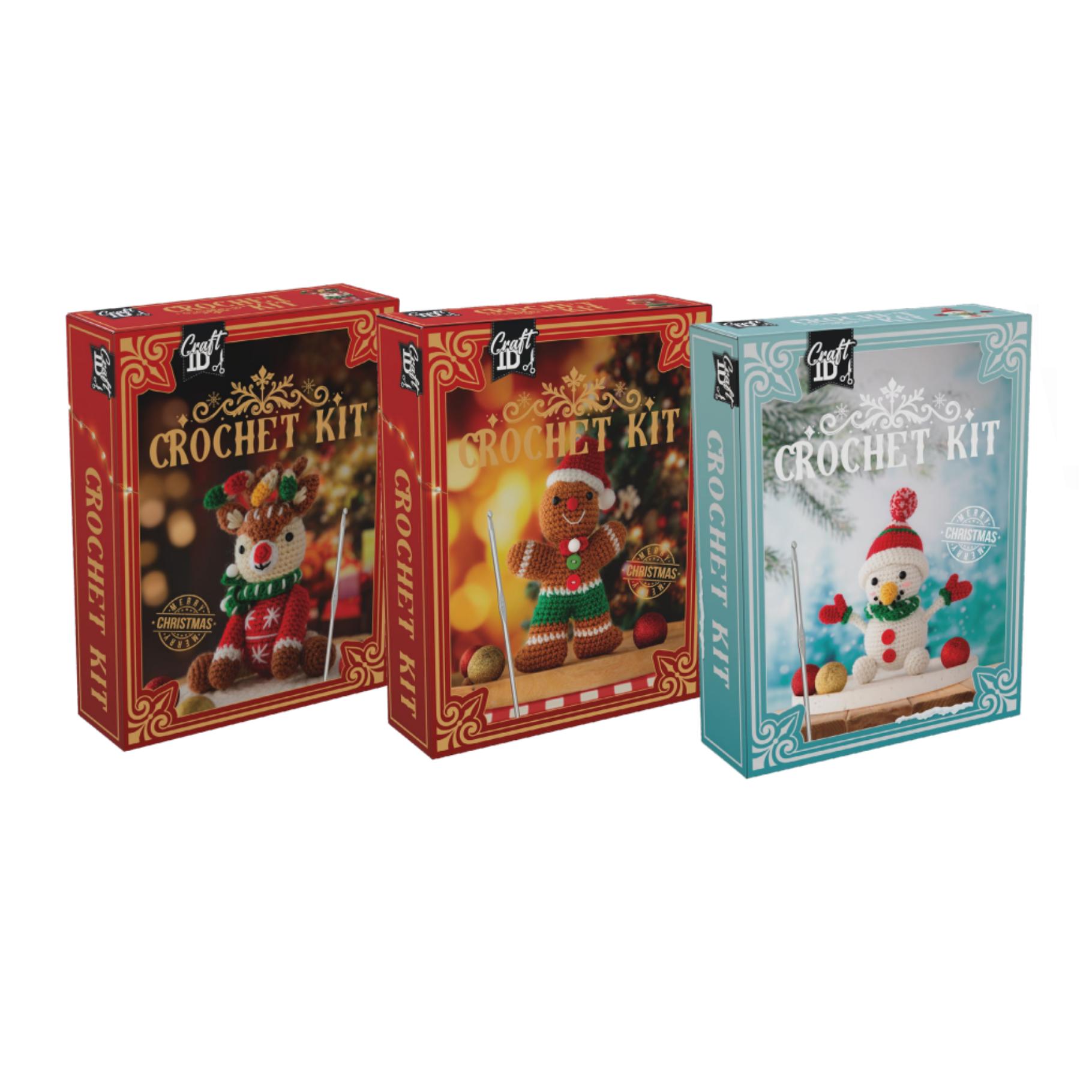 Top1Toys Haakset kerst xmas rendier, gembermannetje of sneeuwman 3 assorti