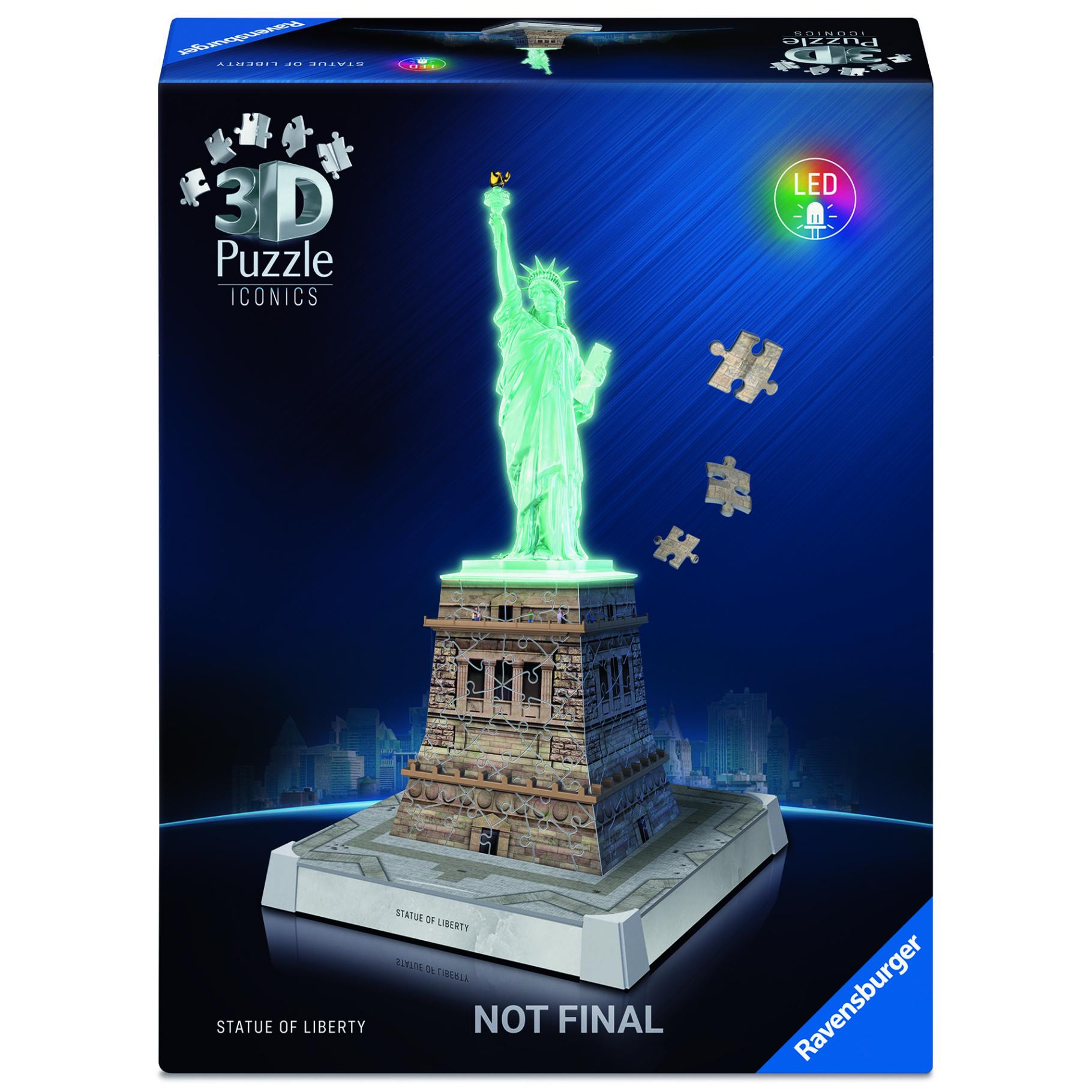 Top1Toys Ravensburger Iconics 3D puzzel vrijheidsbeeld met licht