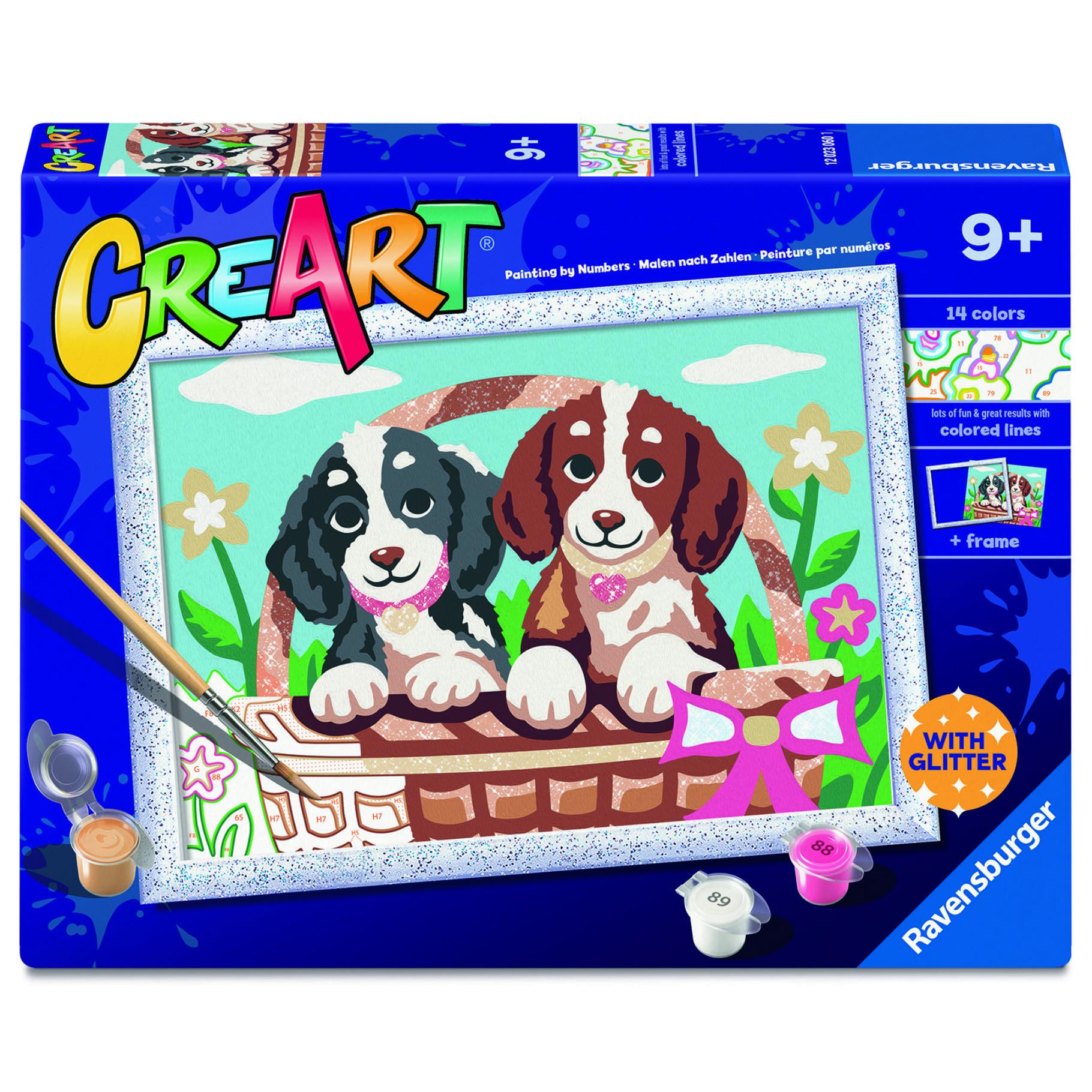 Top1Toys Ravensburger Creart schilderen op nummer honden in mandje
