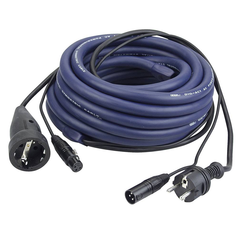 DAP DAP Schuko en XLR female naar schuko en XLR male kabel 15m