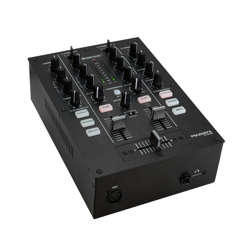 Omnitronic Omnitronic PM-202FX 2-kanaals dj-mixer met filter, FX en Bluetooth