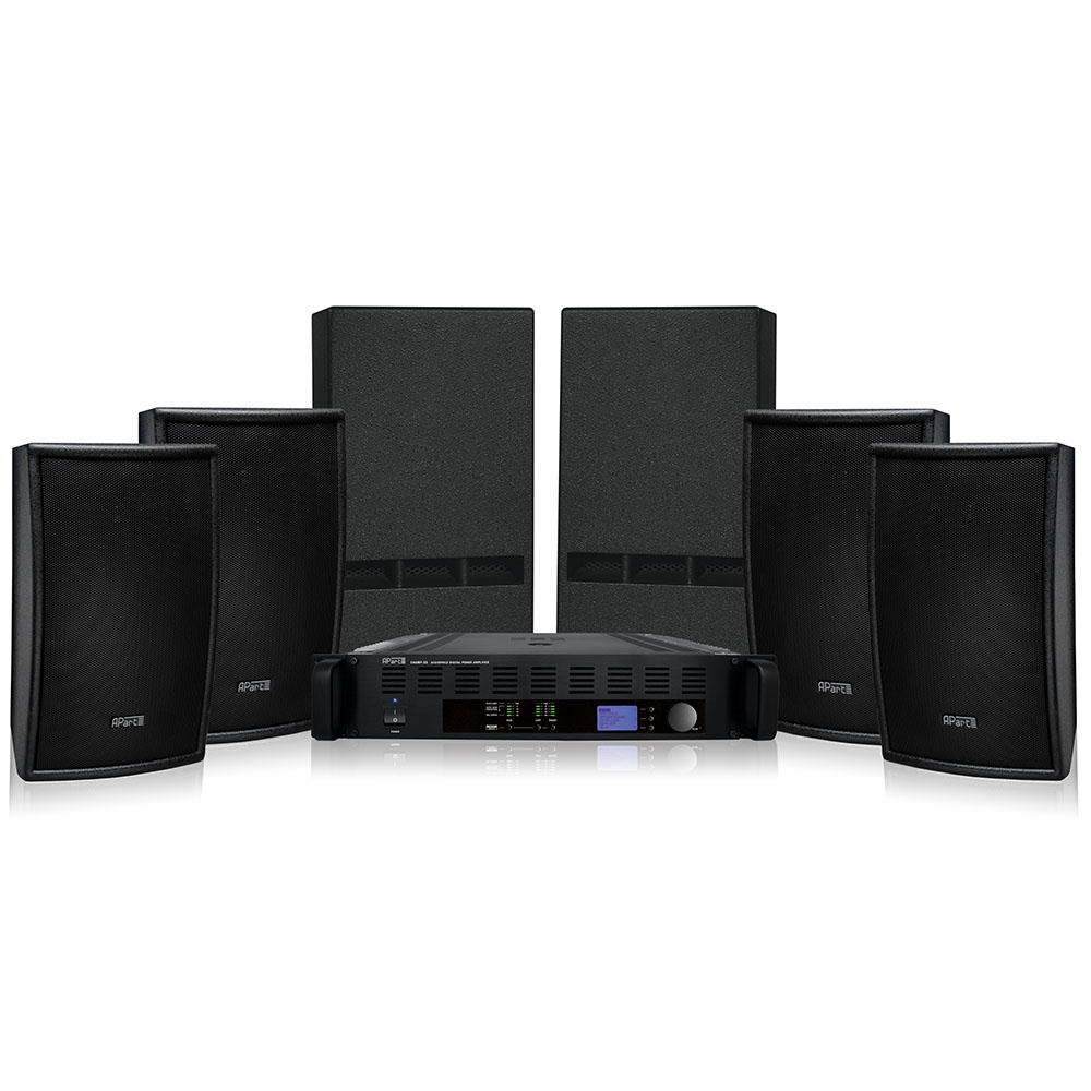 APART Apart PUBSET-BL geluidsset met versterker, 4 luidsprekers & 2 subwoofers zwart