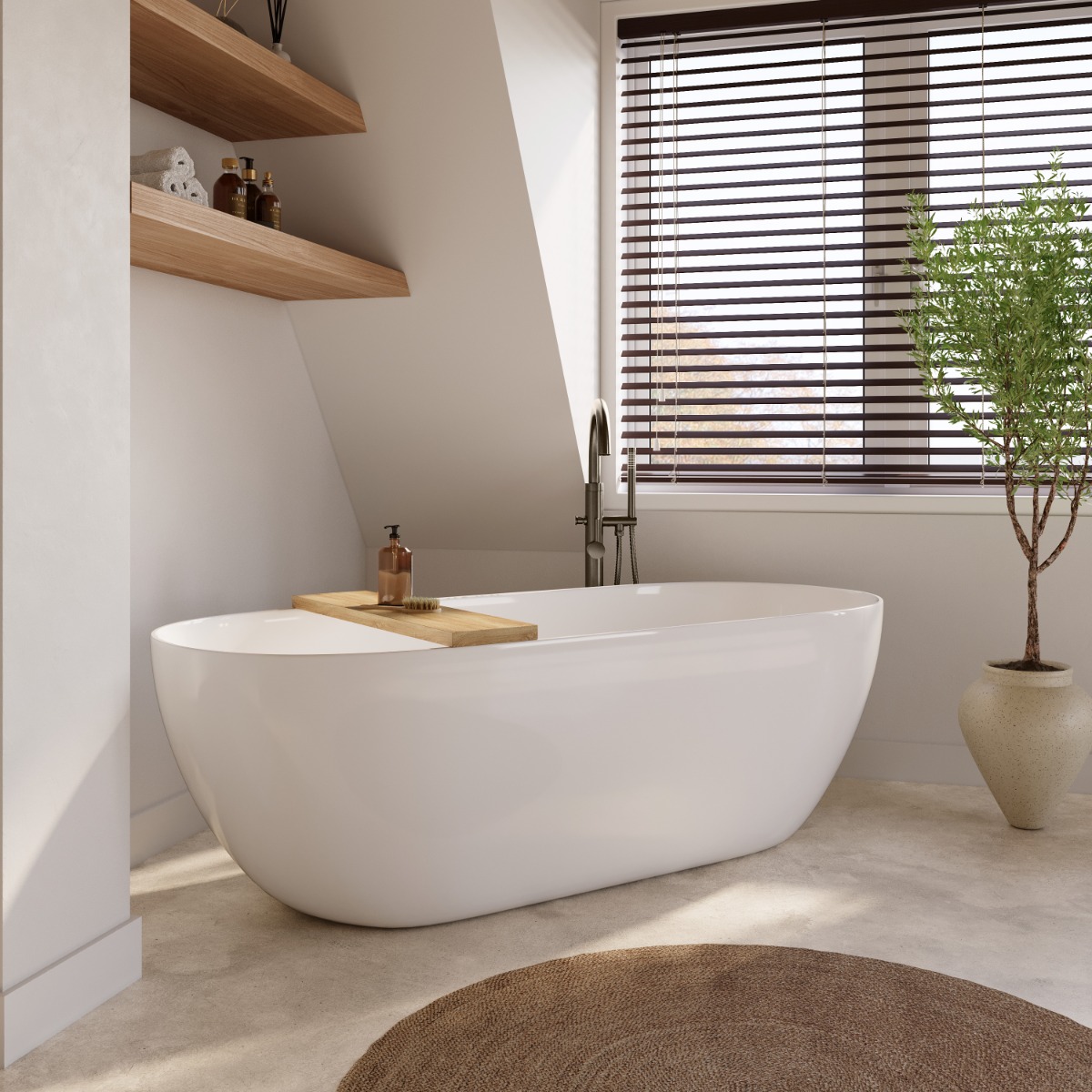 Sanifun Sanifun vrijstaand ligbad Tessa180 x 80 acryl glans wit.