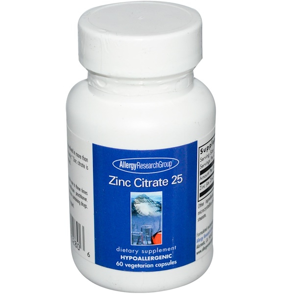 Allergy Research Group Zinc Citrate 25 60 Veggie Caps - Allergy Research Group