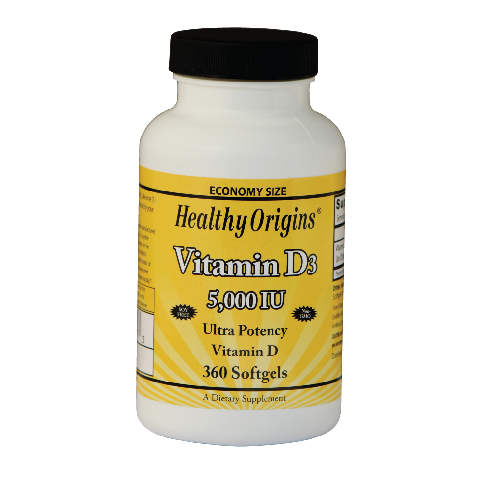 Healthy Origins Vitamine D3, 5000 IE (360 Softgels) - Healthy Origins