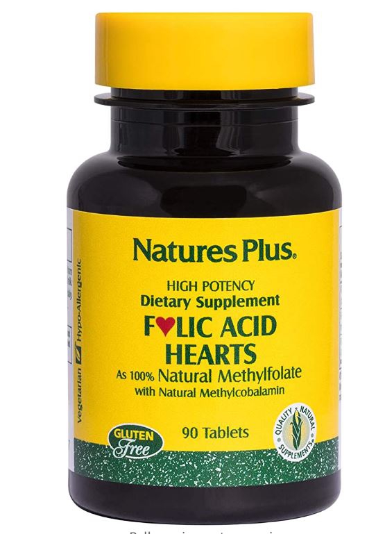 Nature's Plus Folic Acid Hearts 400 mcg (90 Tablets) - Nature's Plus