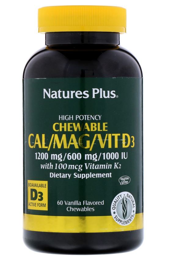 Nature's Plus Cal/Mag/Vit D3 Vanilla Flavored (60 Chewable Tablets) - Nature's Plus