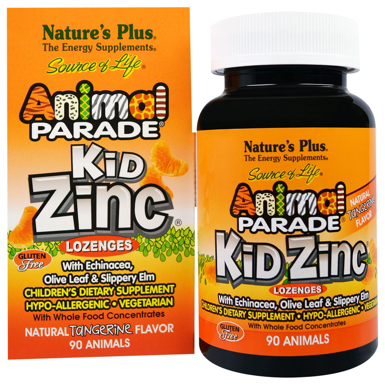 Nature&apos;s Plus Kid Zinc Lozenges, Natural Tangerine Flavor (90 Animals) - Nature&apos;s Plus