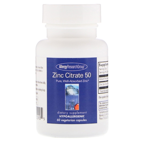 Allergy Research Group Zinc Citrate 50 60 Veggie Caps - Allergy Research Group