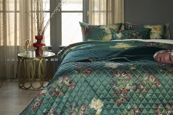 Beddinghouse Beddinghouse x Van Gogh Peonies Green plaid - Groen