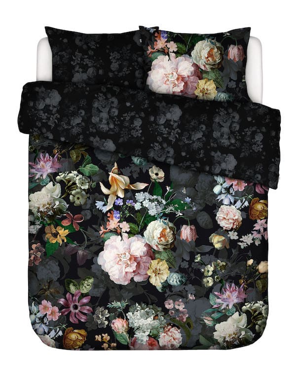Essenza Essenza Fleur Festive Blooming black dekbedovertrek - Zwart