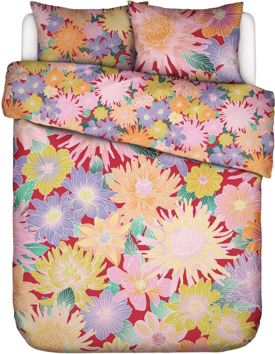 Essenza Flower fling Happy red Dekbedovertrek - Rood