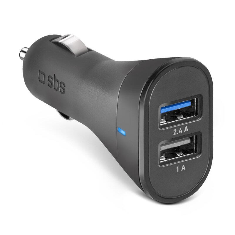 SBS SBS Dual USB-A 2.4A autolader zwart