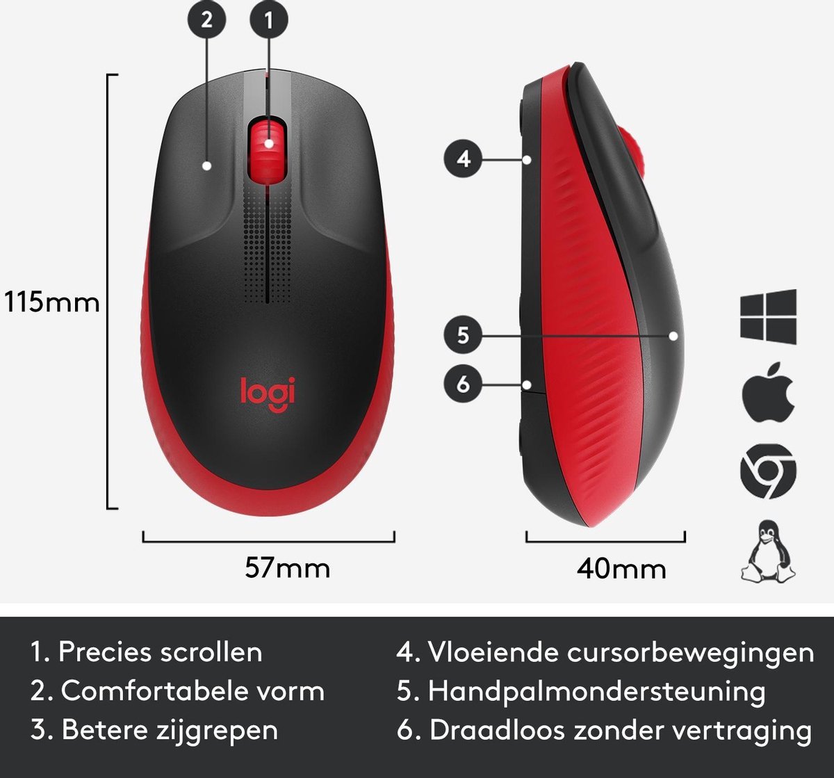Logitech M190 Draadloze Muis - Rood