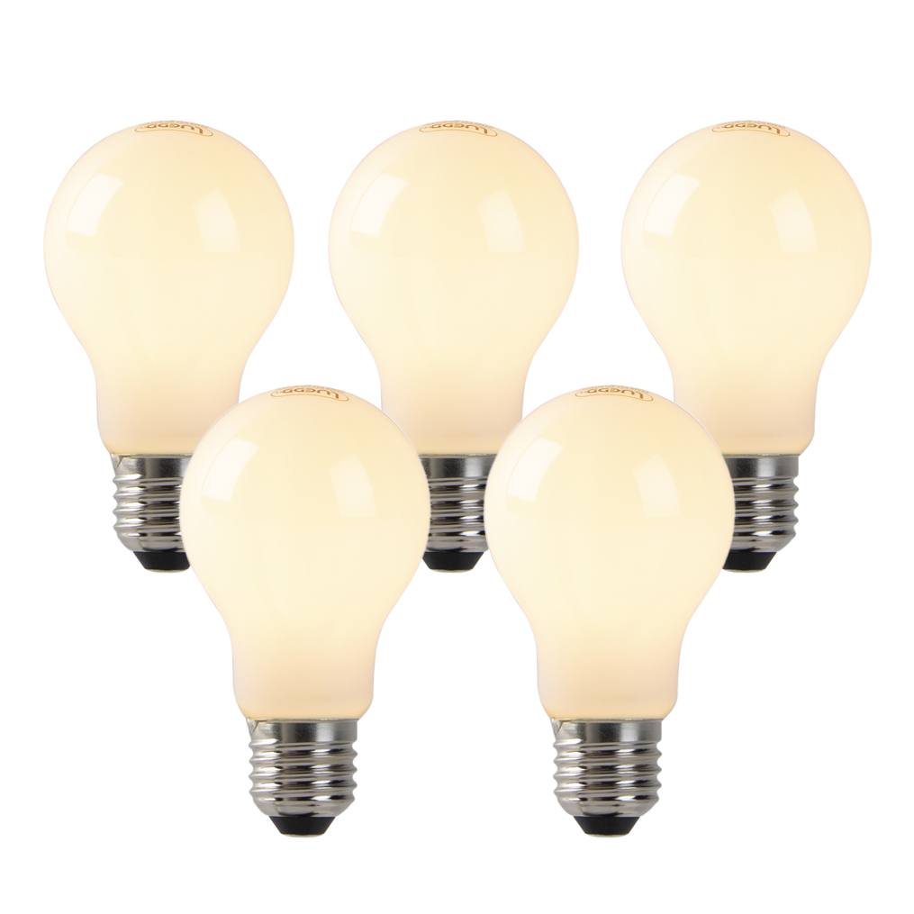 Set van 5 dimbare E27 LED lampen opaal glas 4W 320 lm 2200K