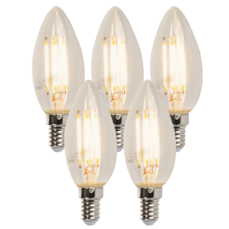 Set van 5 E14 dimbare LED kaarslampen B35 5W 380 lm 2700K